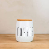 Pote para Café 850ml Lata Coffee Porta Condimentos em Metal e Cortiça OAK Yoi Branco